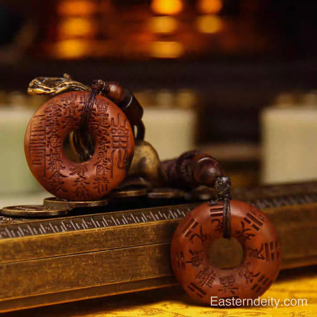 Eastern Thunder-Struck Wood Shan Gui Bagua Flower Coin Pendant