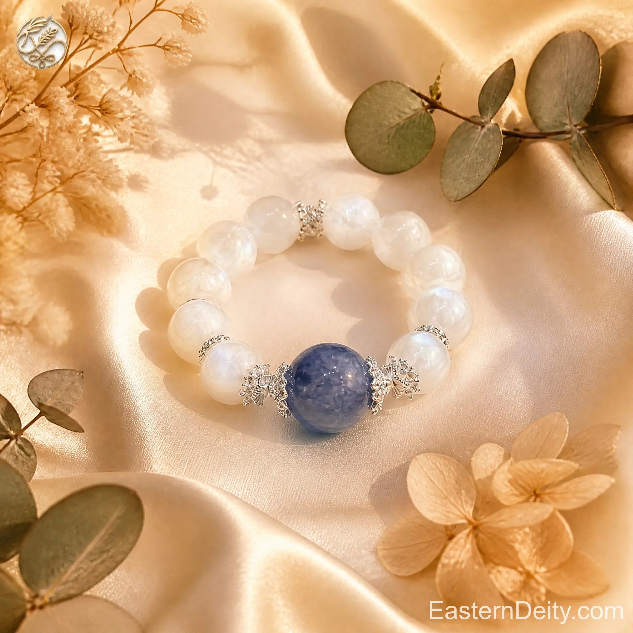 Moonstone & Blue Kyanite Bracelet — Hand-Strung Natural Gemstone Beads