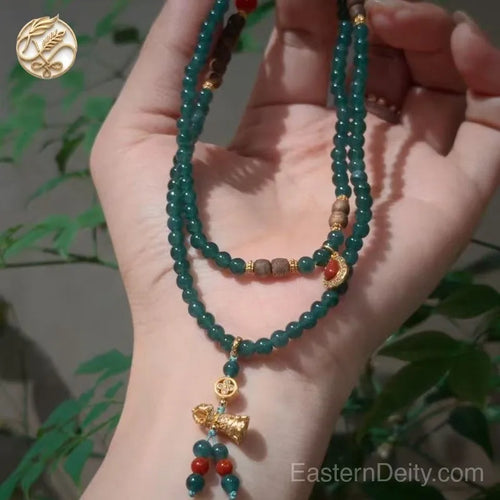 Agarwood Jadeite Bracelet — 18K Gold Spacer · Aromatic Agarwood Beads
