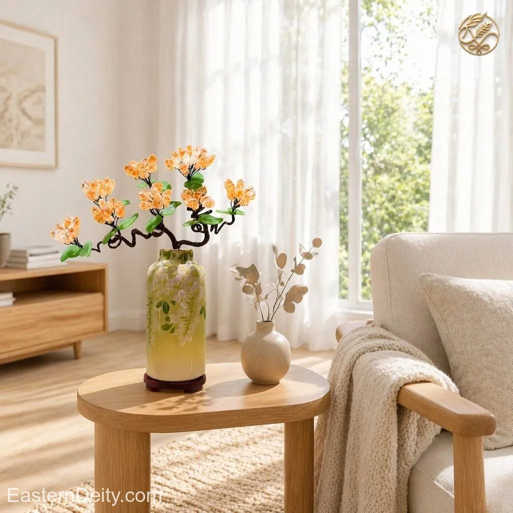 Citrine & Amethyst Crystal Flower Tree — Ceramic Base · Handcrafted Gemstone Bonsai