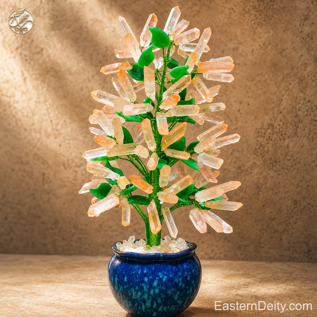 Citrine & Amethyst Crystal Flower Tree — Ceramic Base · Handcrafted Gemstone Bonsai