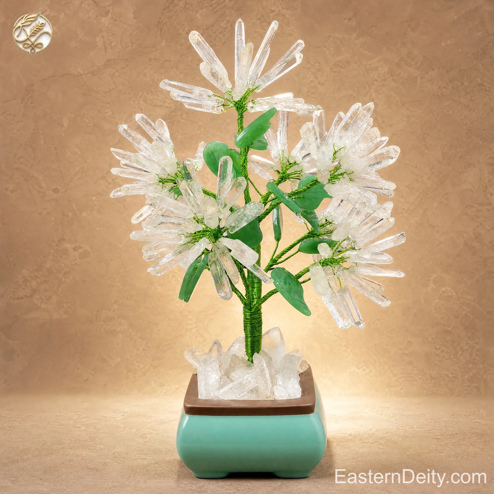 Citrine & Amethyst Crystal Flower Tree — Ceramic Base · Handcrafted Gemstone Bonsai