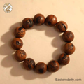 Aged Jujube Wood & Script Bead Bracelet