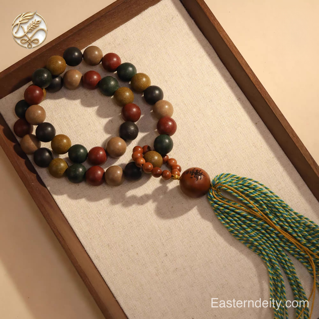Five-Element Scented Wood & Aged Bead Bracelet