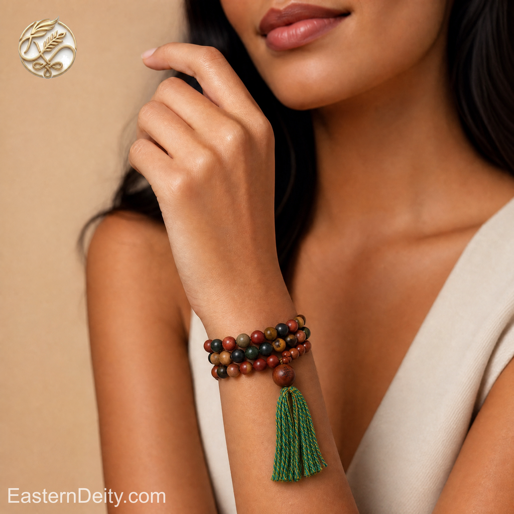 Five-Element Scented Wood & Aged Bead Bracelet