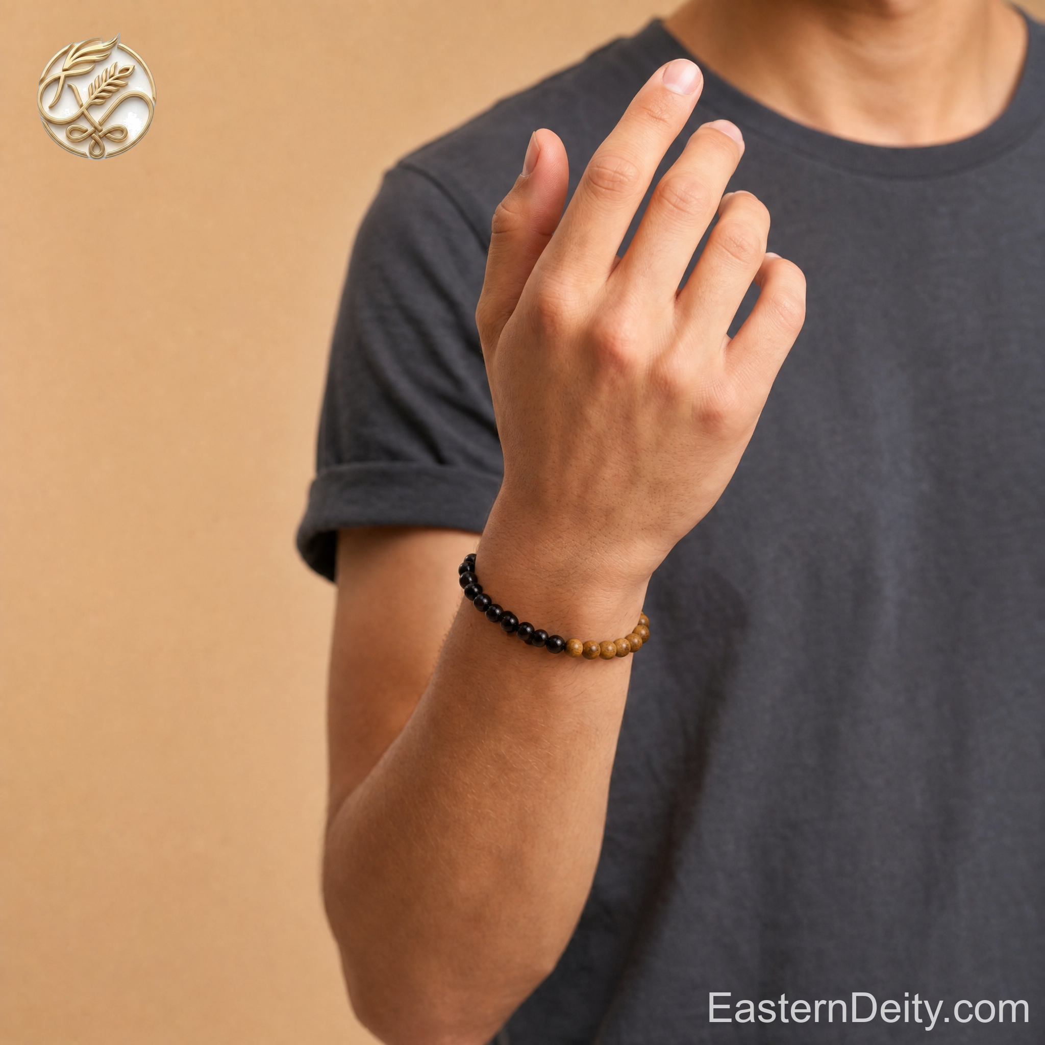 Obsidian & Green Sandalwood Bracelet