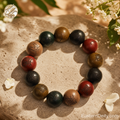 Five-Element Scented Wood & Aged Bead Bracelet