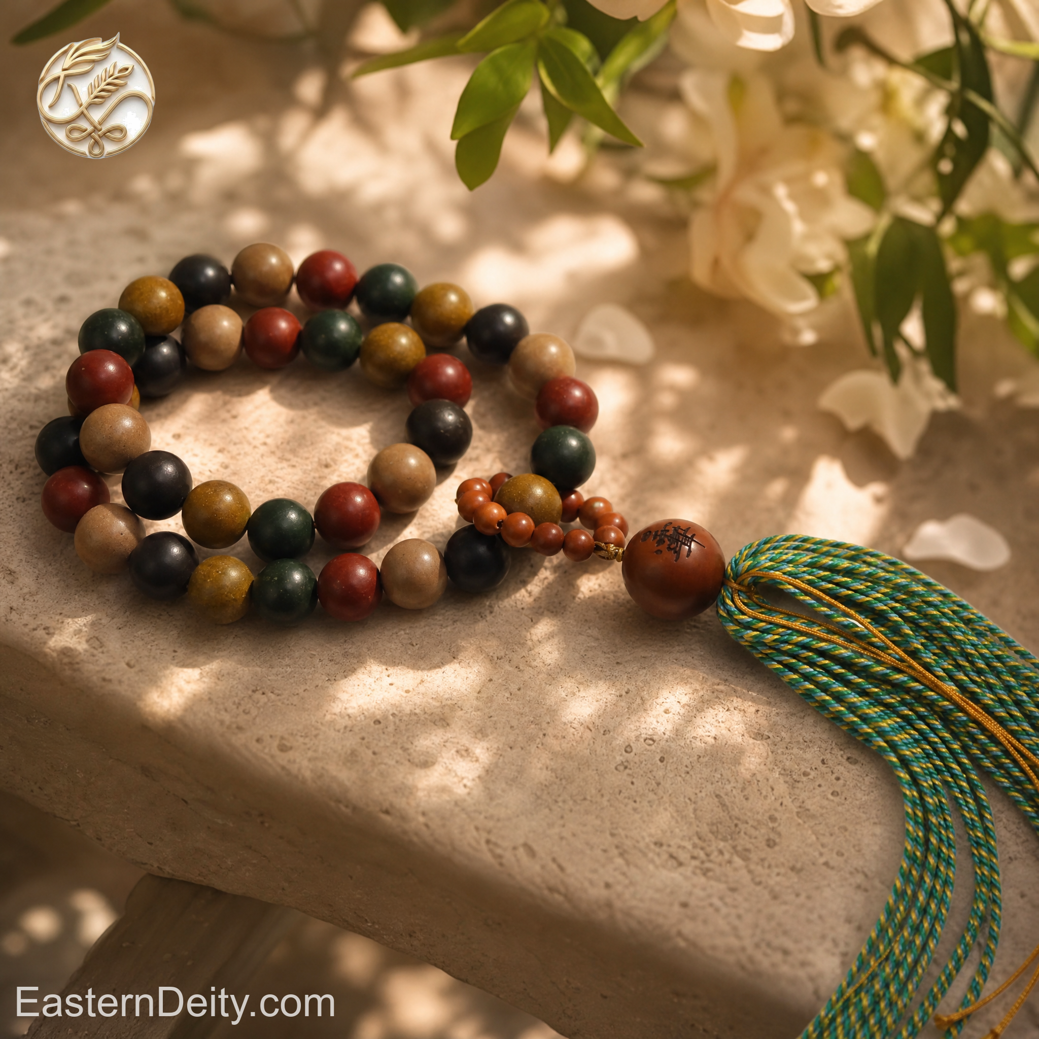 Five-Element Scented Wood & Aged Bead Bracelet