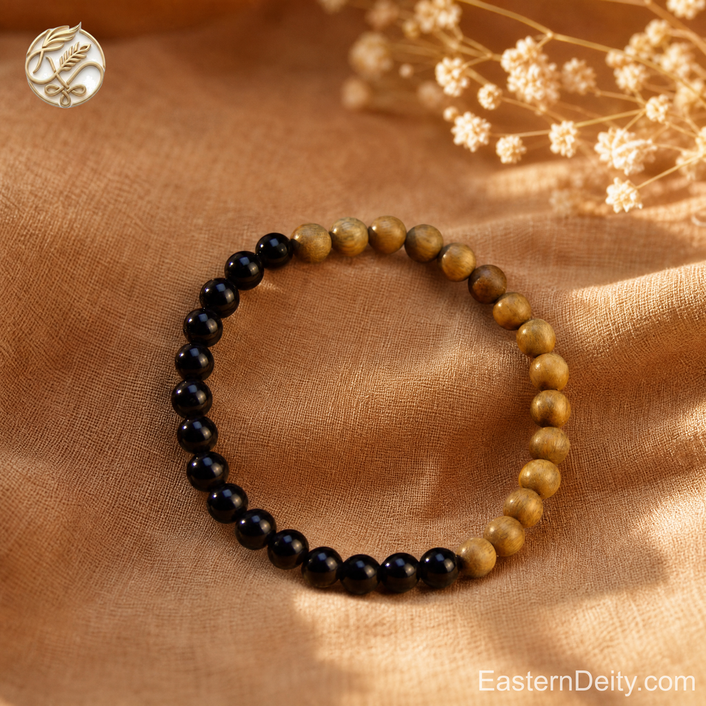 Obsidian & Green Sandalwood Bracelet