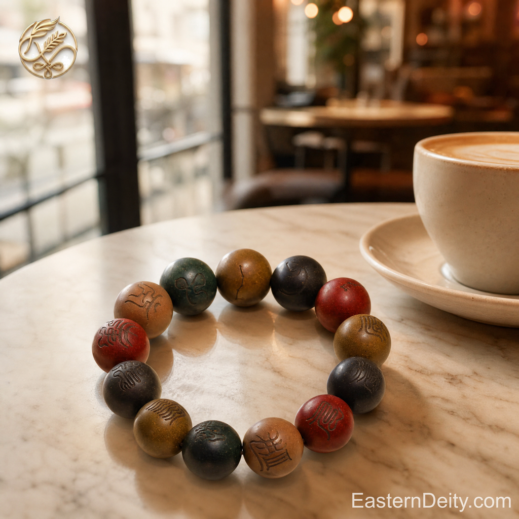 Five-Element Scented Wood & Aged Bead Bracelet