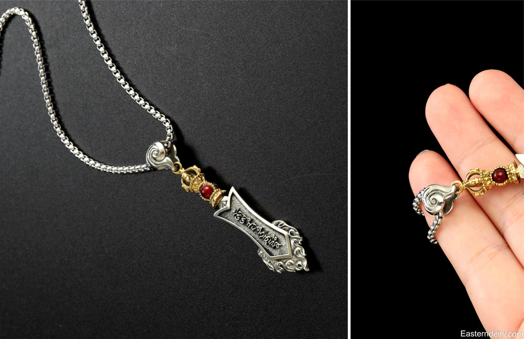 Pendentif épée de sagesse Manjushri en cuivre pur tibétain